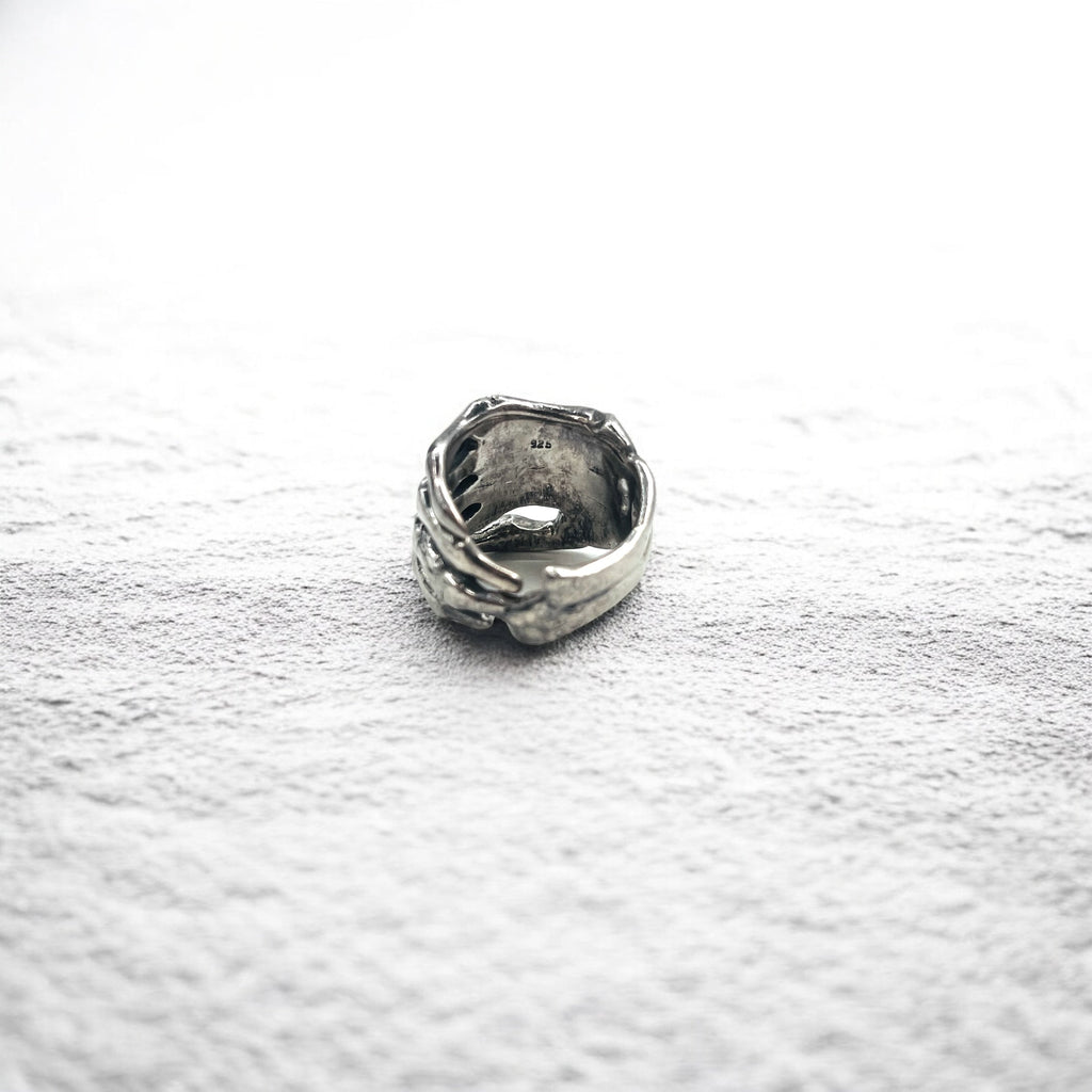 Anello in Argento Vintage a Osso Anello con Mano di Osso Misura 17 Argento 925 Scheletro Gotico Punk Rock
