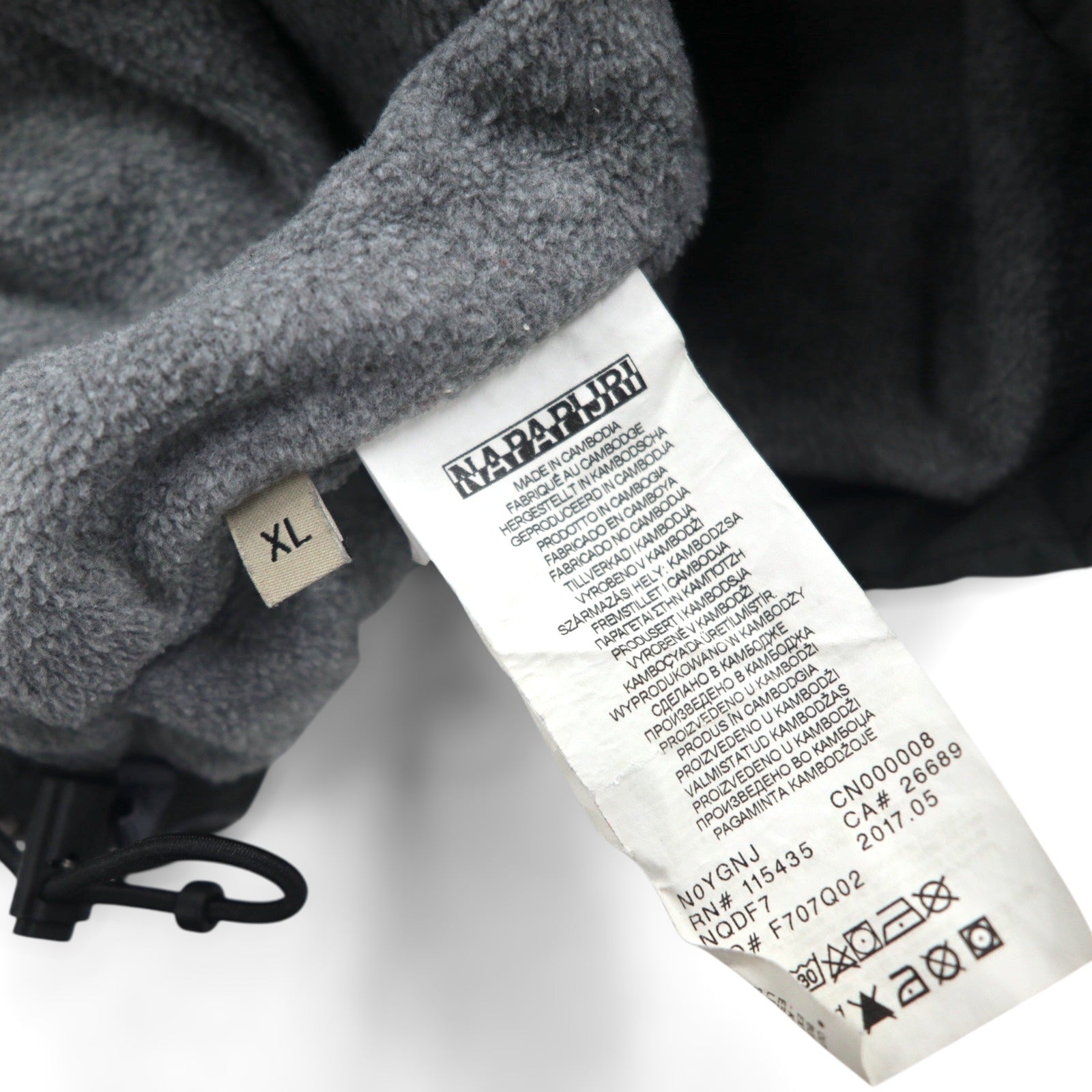NAPAPIJRI ハーフジップ アノラックパーカー ナイロンジャケット XL グレー 裏地フリース サイドジップ スリット N0YGNJ REGULAR FIT