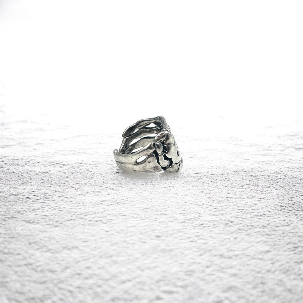 Anello in Argento Vintage a Osso Anello con Mano di Osso Misura 17 Argento 925 Scheletro Gotico Punk Rock