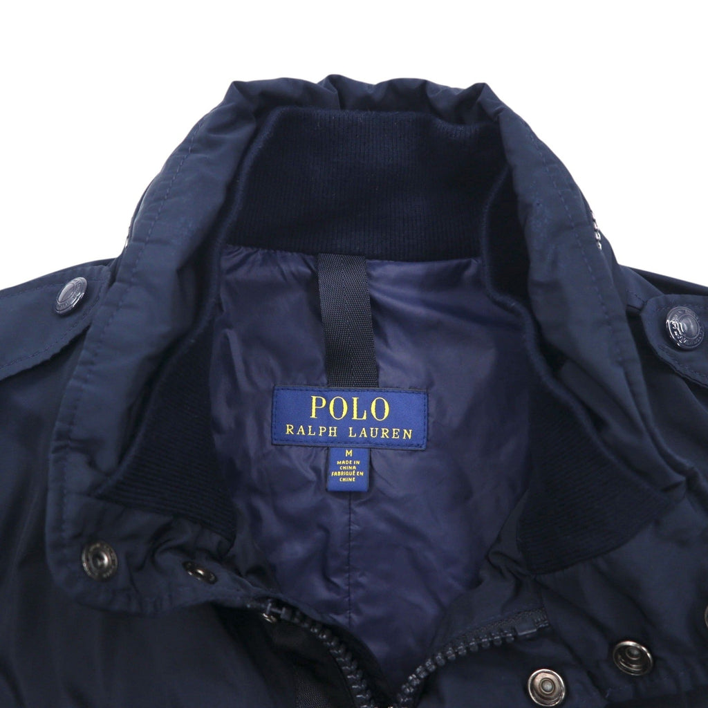 Polo Ralph Lauren ミリタリー M-65 フィールドジャケット M ネイビー ドローコード フード収納 ダブルジップ