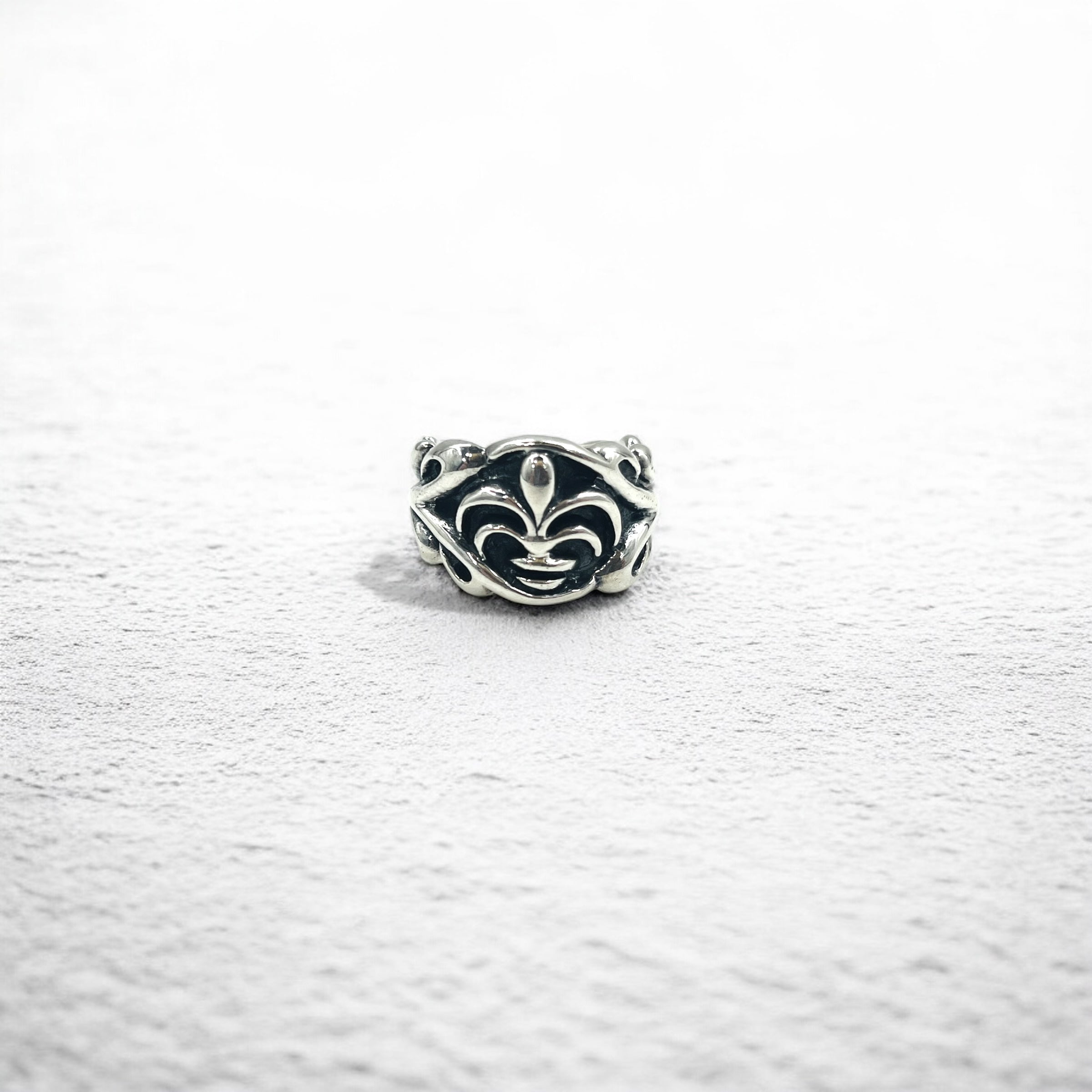 Anello vintage in argento con giglio, misura 19, argento 925, stile gotico, punk, rock
