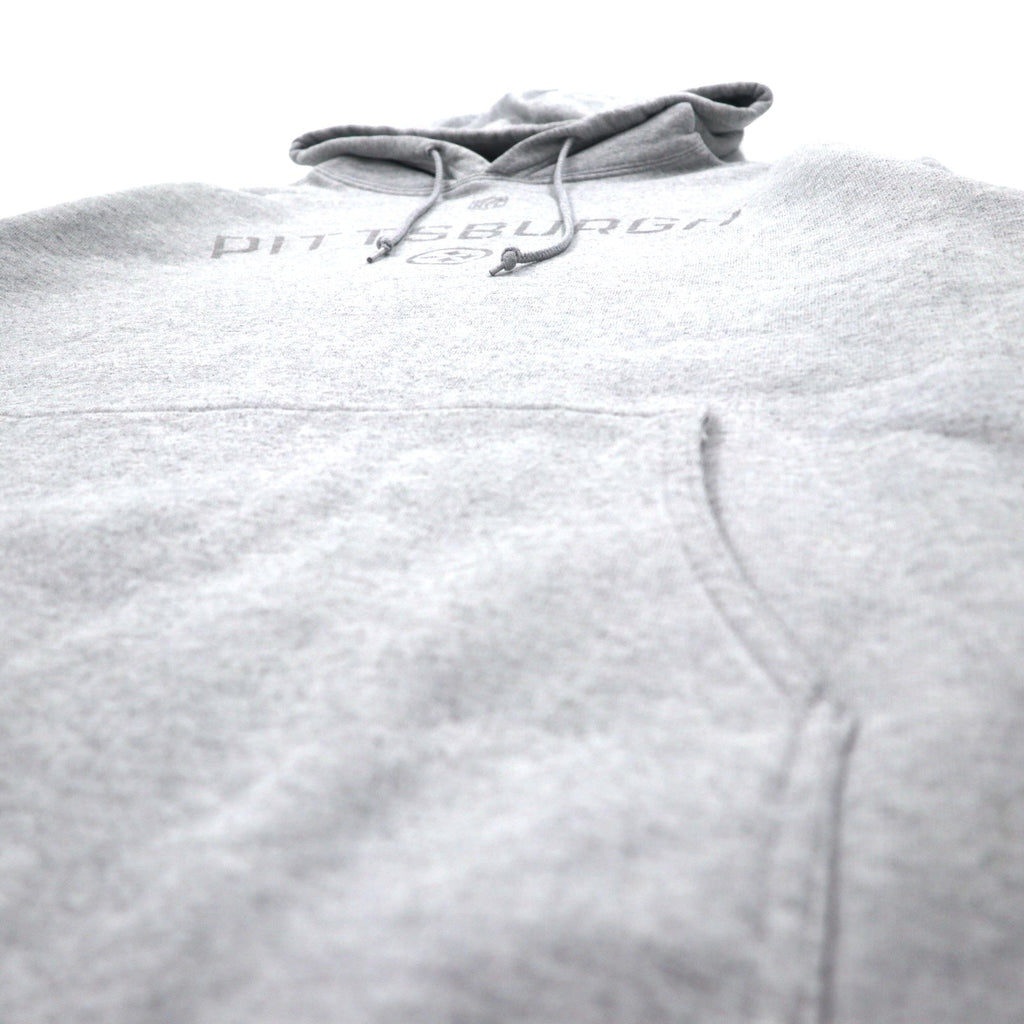 Reebok Felpa con cappuccio pesante pullover L grigia, interno felpato, tasca frontale NFL PITTSBURGH