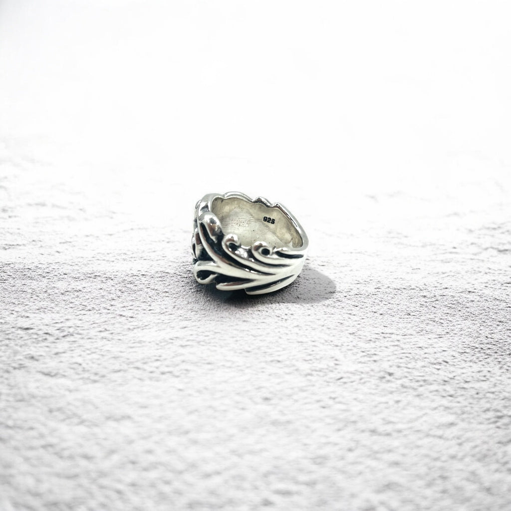 Anello vintage in argento con giglio, misura 19, argento 925, stile gotico, punk, rock