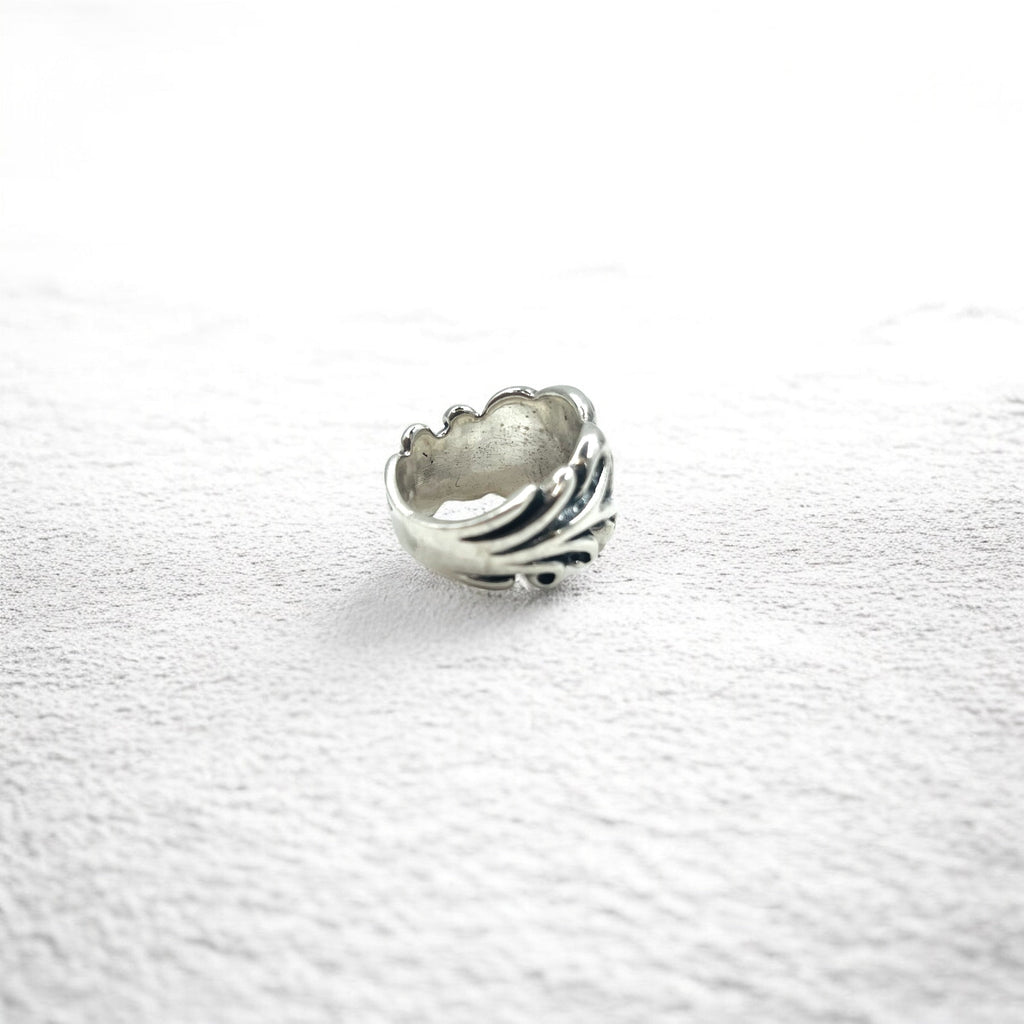 Anello vintage in argento con giglio, misura 19, argento 925, stile gotico, punk, rock
