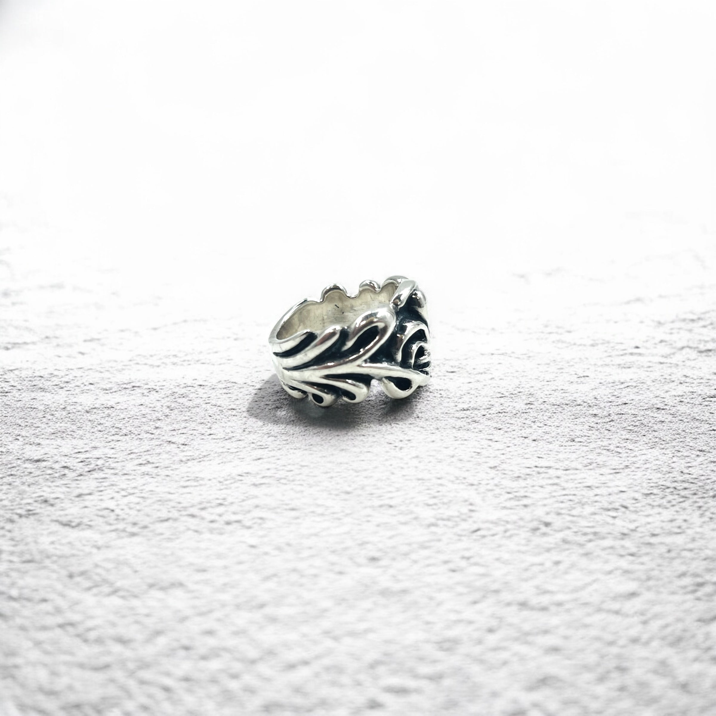 Anello vintage in argento con giglio, misura 19, argento 925, stile gotico, punk, rock