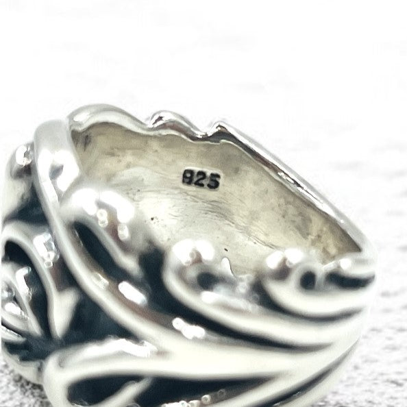 Anello vintage in argento con giglio, misura 19, argento 925, stile gotico, punk, rock