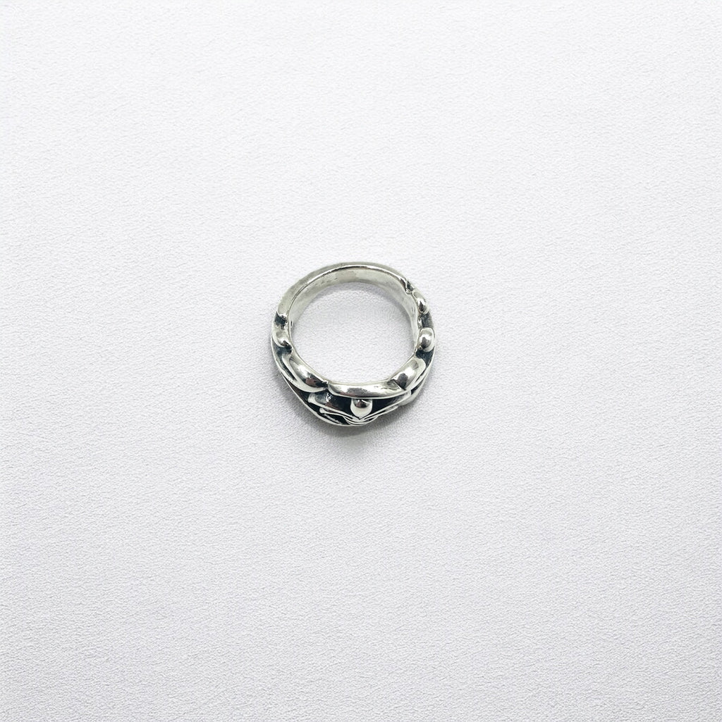 Anello vintage in argento con giglio, misura 19, argento 925, stile gotico, punk, rock
