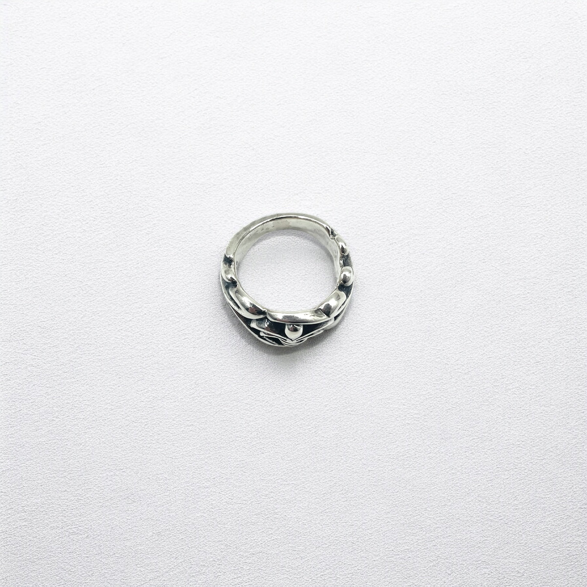 Anello vintage in argento con giglio, misura 19, argento 925, stile gotico, punk, rock
