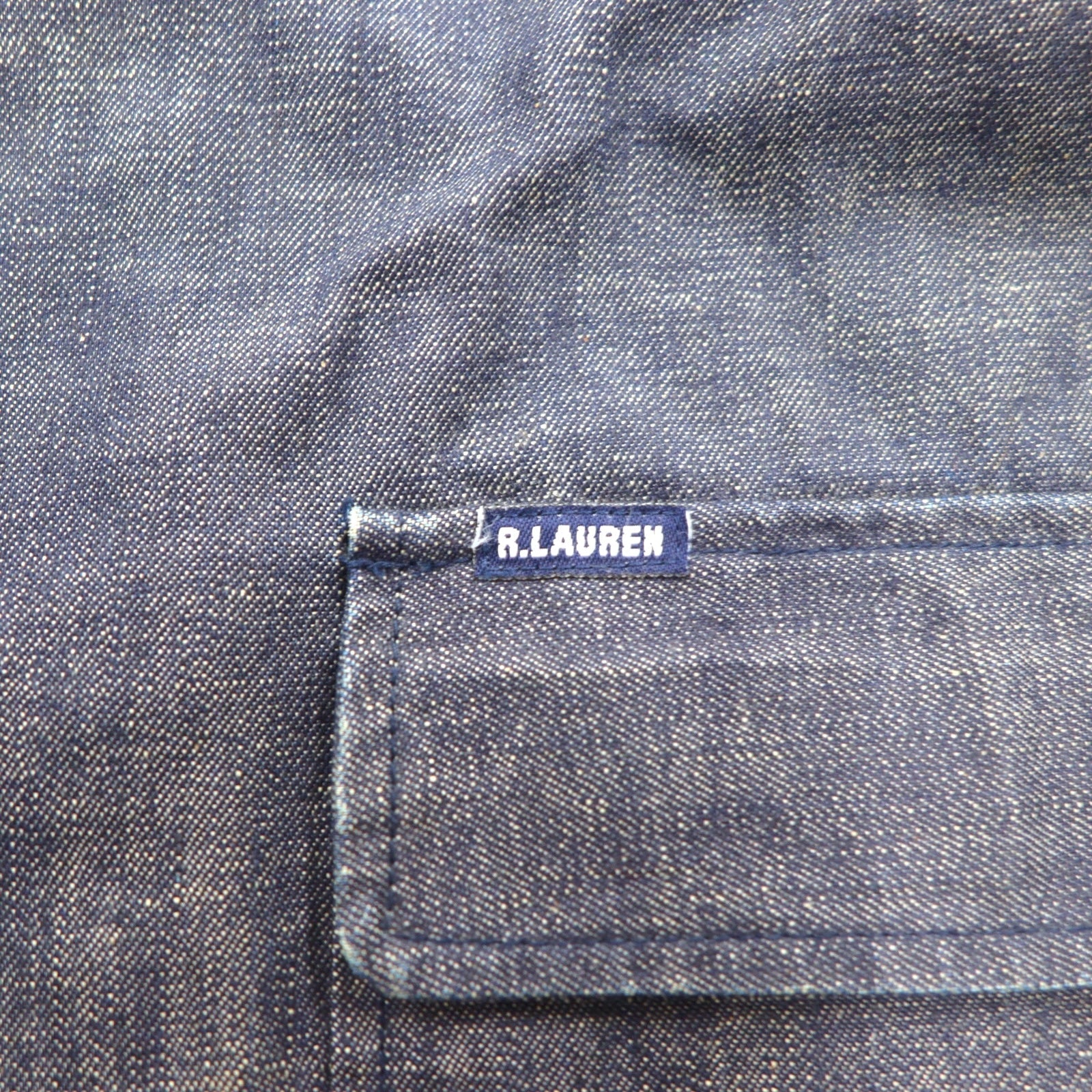 POLO JEANS CO. RALPH LAUREN Anni '90 Cappotto marinaro in denim Salopette L Indaco Blu
