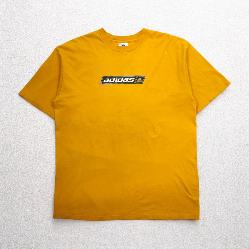 adidas, Made in Canada, Anni 2000, Maglietta con logo 3 strisce, XL, Giallo, Cotone