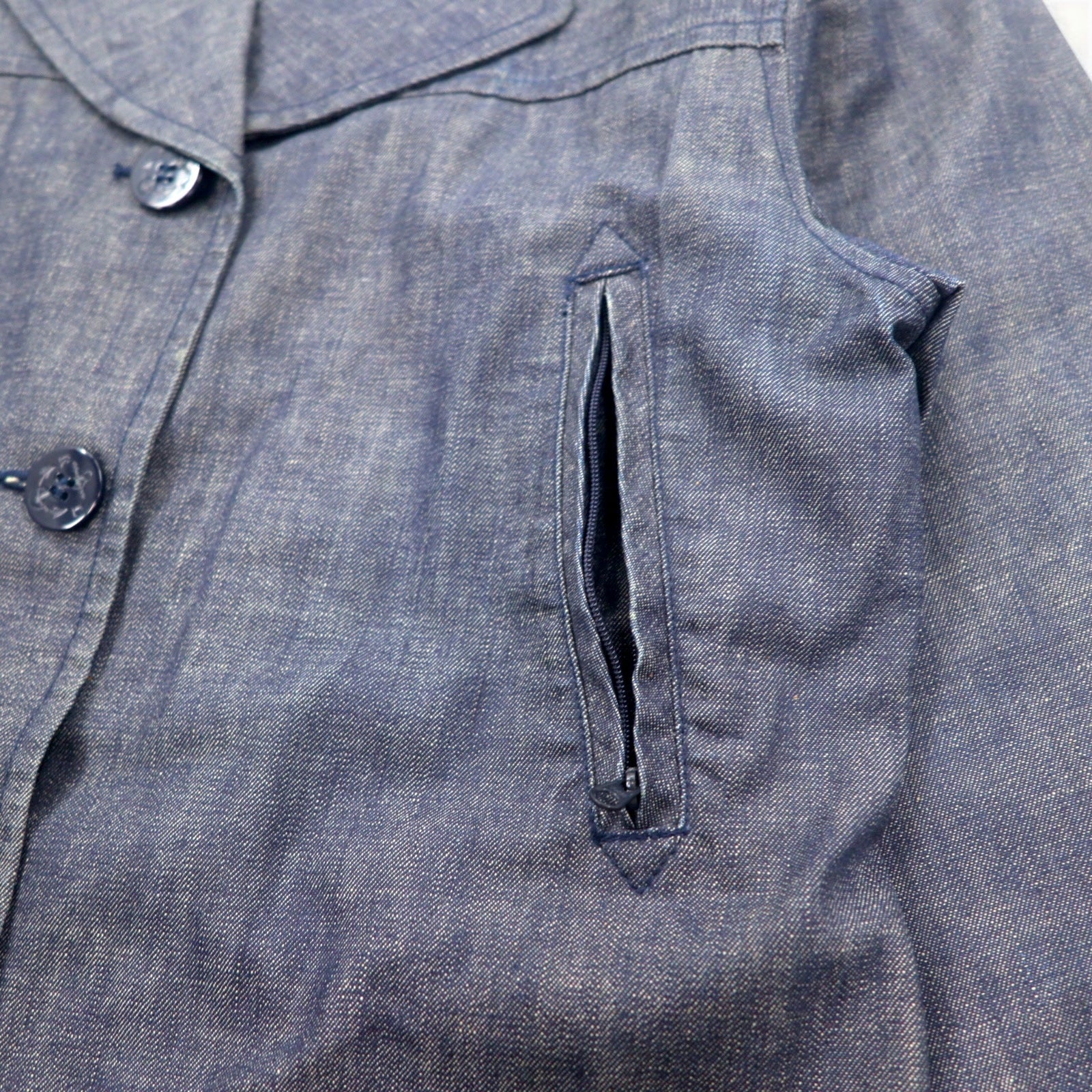 POLO JEANS CO. RALPH LAUREN Anni '90 Cappotto marinaro in denim Salopette L Indaco Blu