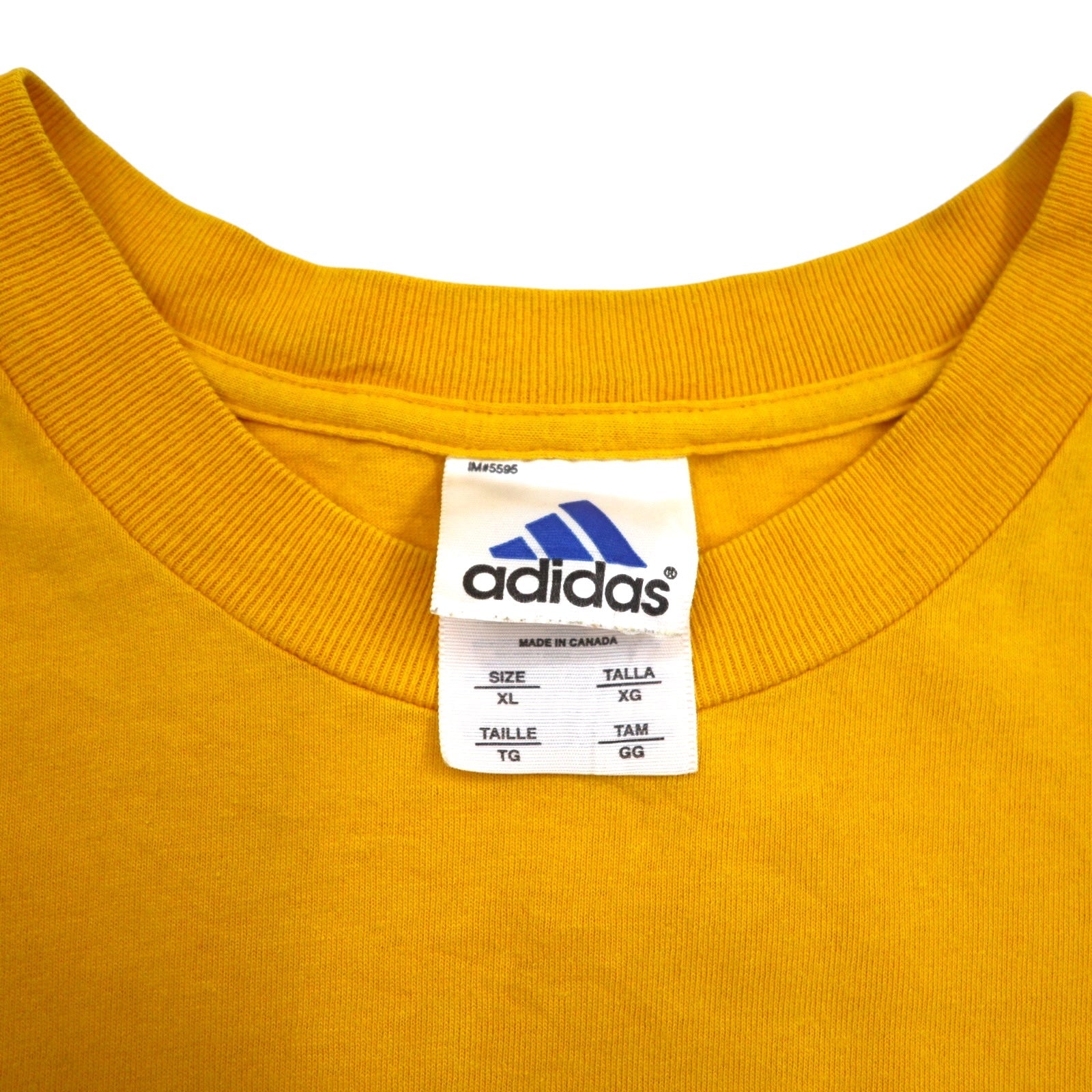 adidas, Made in Canada, Anni 2000, Maglietta con logo 3 strisce, XL, Giallo, Cotone