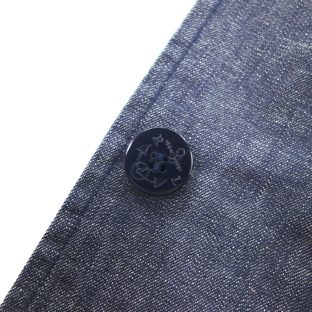 POLO JEANS CO. RALPH LAUREN Anni '90 Cappotto marinaro in denim Salopette L Indaco Blu