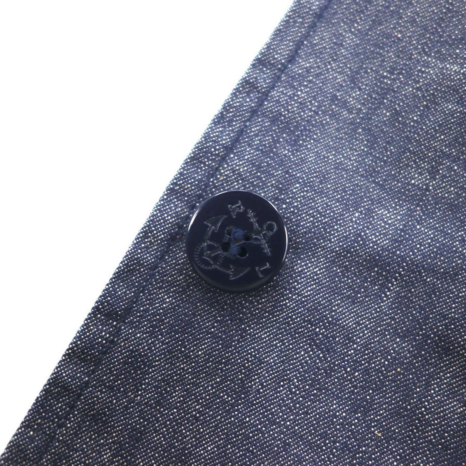 POLO JEANS CO. RALPH LAUREN Anni '90 Cappotto marinaro in denim Salopette L Indaco Blu