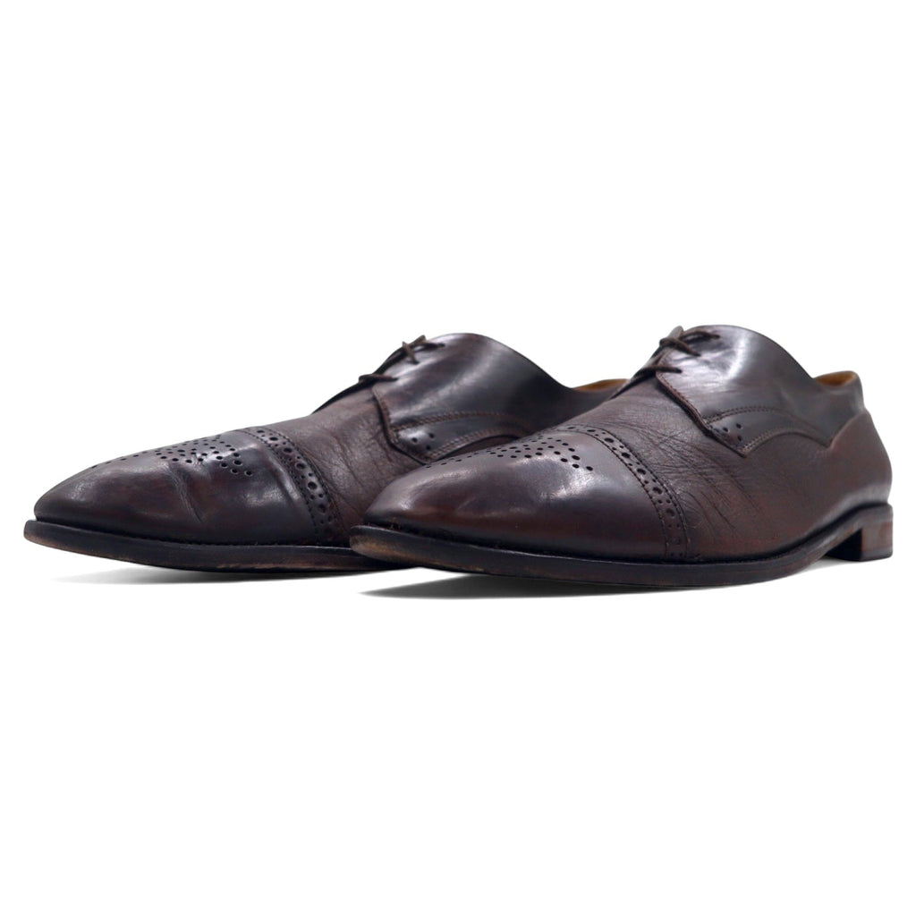 JOHNSTON & MURPHY Scarpe eleganti semibrogue medallion made in Italy 28cm pelle marrone CELLINI 3182