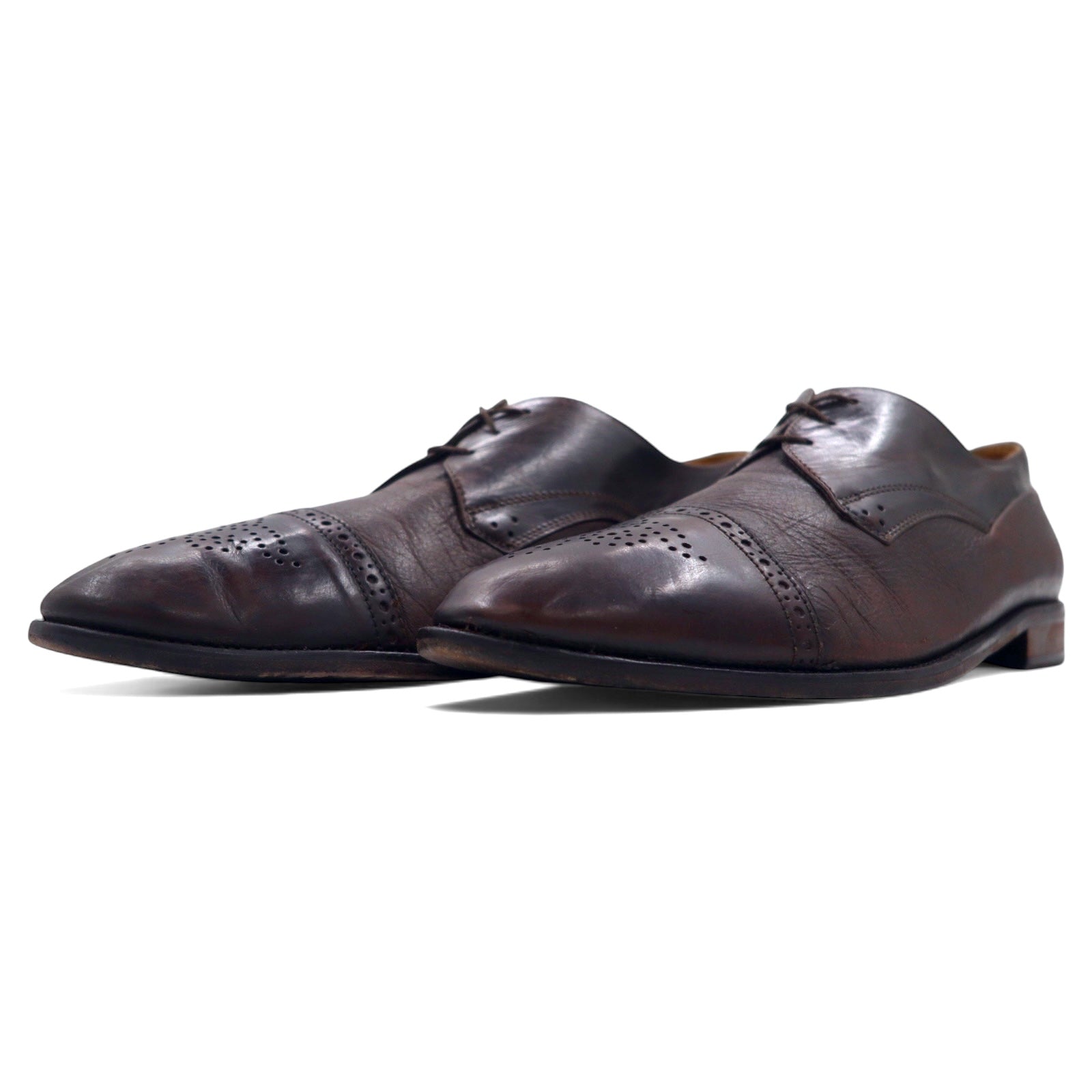 JOHNSTON & MURPHY Scarpe eleganti semibrogue medallion made in Italy 28cm pelle marrone CELLINI 3182