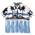 GUESS JEANS anni '90 camicia hawaiana a collo aperto XL bianca viscosa fantasia spiaggia