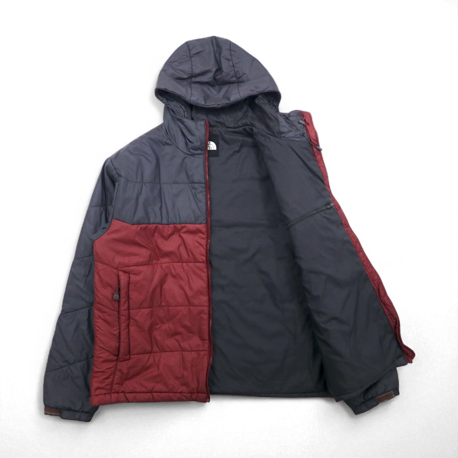 THE NORTH FACE Piumino PRIMALOFT Giacca con cappuccio L grigio bordeaux bicolore nylon