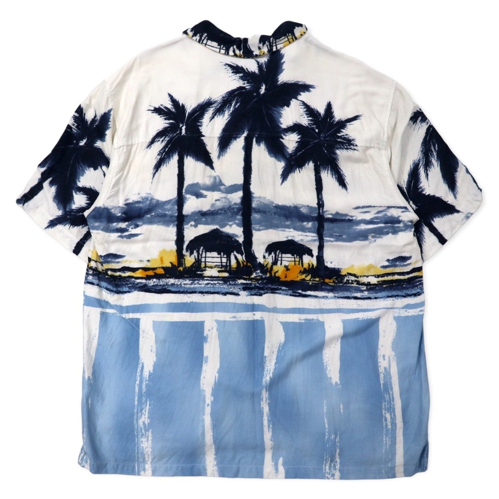 GUESS JEANS anni '90 camicia hawaiana a collo aperto XL bianca viscosa fantasia spiaggia