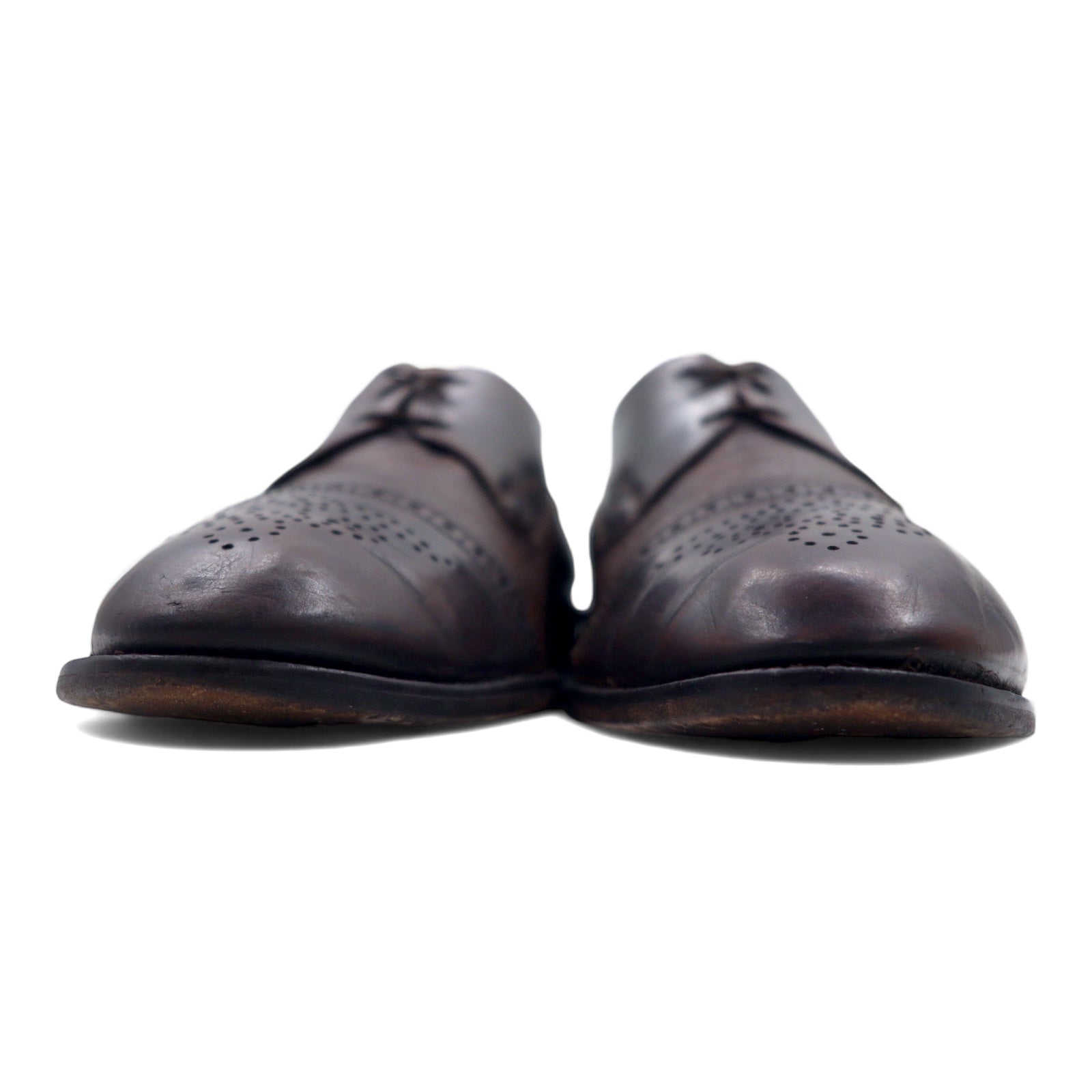 JOHNSTON & MURPHY Scarpe eleganti semibrogue medallion made in Italy 28cm pelle marrone CELLINI 3182