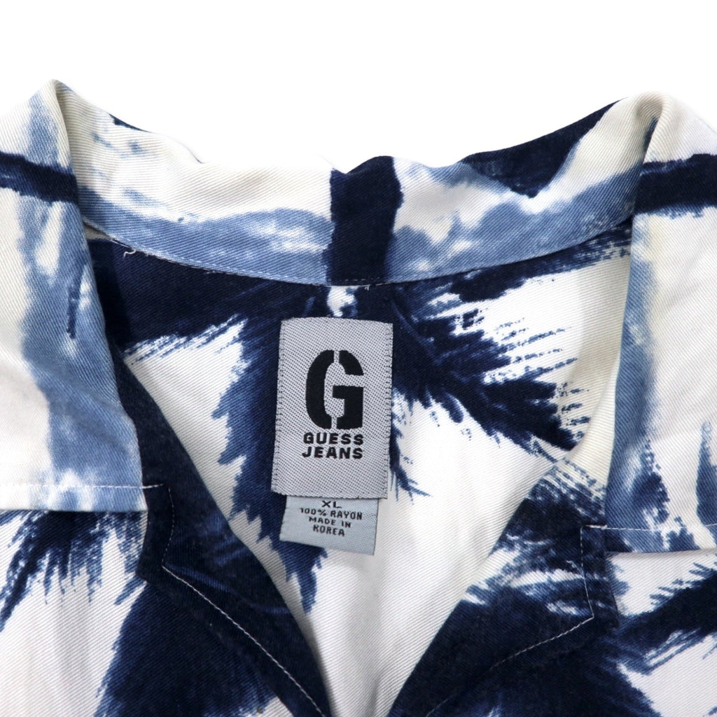 GUESS JEANS anni '90 camicia hawaiana a collo aperto XL bianca viscosa fantasia spiaggia