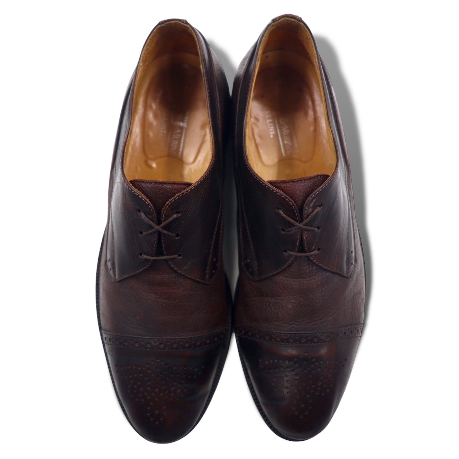JOHNSTON & MURPHY Scarpe eleganti semibrogue medallion made in Italy 28cm pelle marrone CELLINI 3182