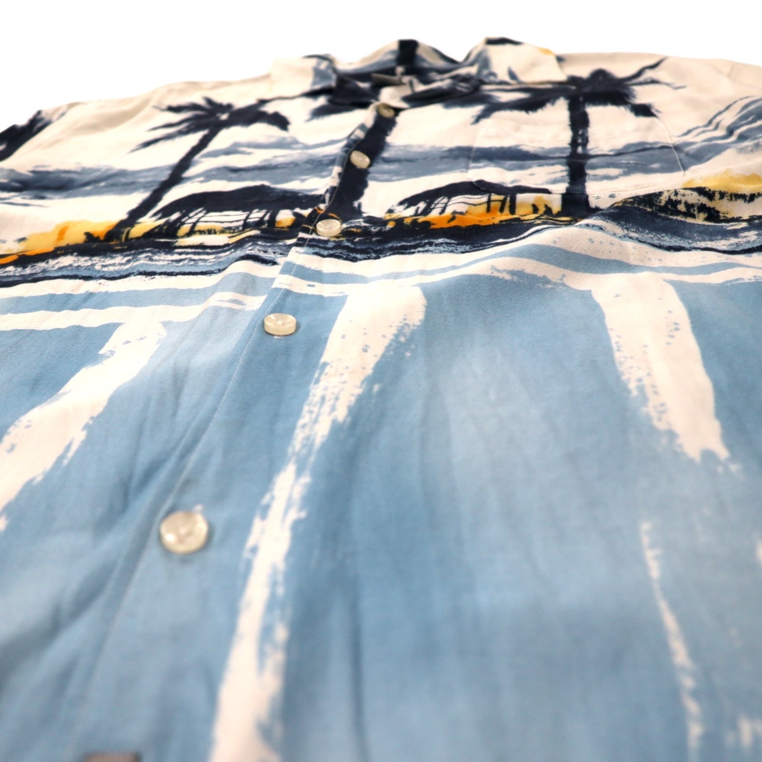 GUESS JEANS anni '90 camicia hawaiana a collo aperto XL bianca viscosa fantasia spiaggia