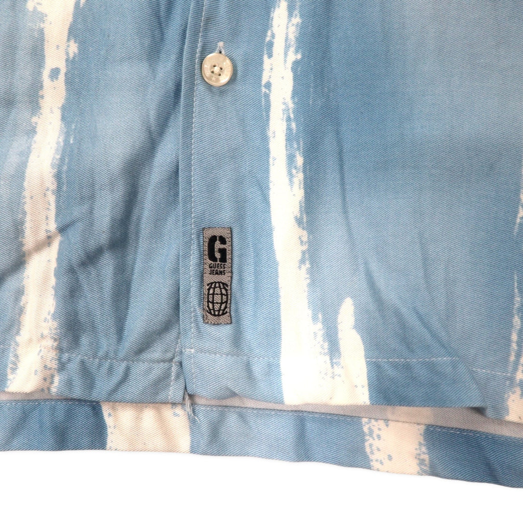GUESS JEANS anni '90 camicia hawaiana a collo aperto XL bianca viscosa fantasia spiaggia