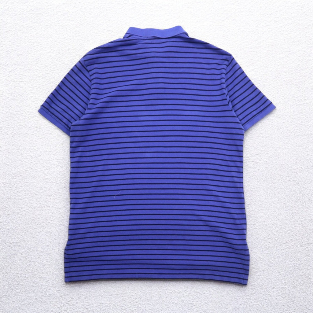 POLO RALPH LAUREN カスタムフィット ボーダー ポロシャツ XL CUSTOM FIT ブルー 鹿の子 スモールポニー刺繍