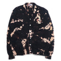 FILA anni '90 Cardigan in maglia di cotone tie-dye L Nero con sbiancamento e logo ricamato