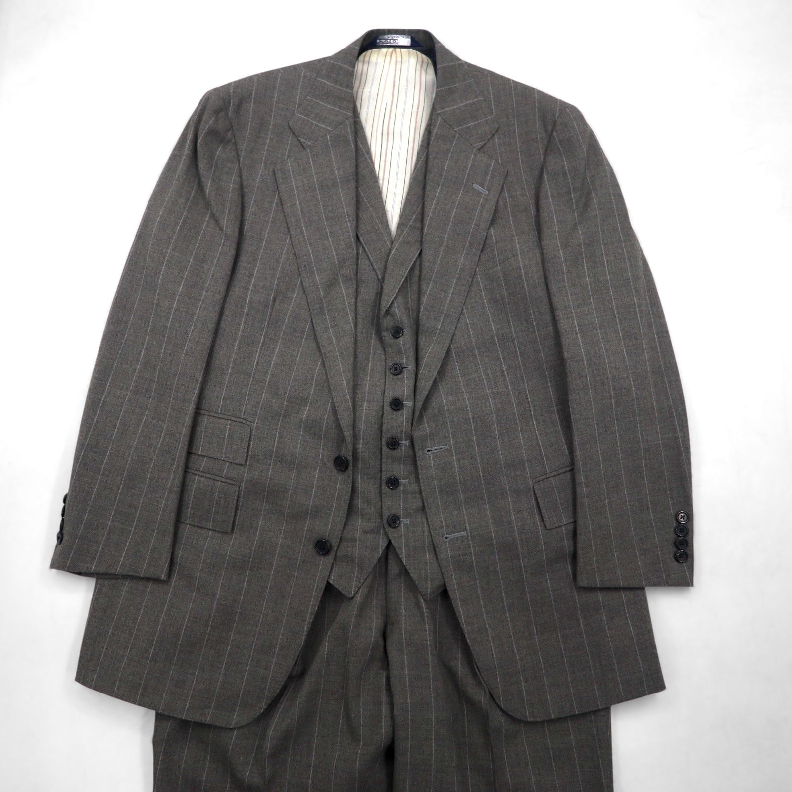 Polo by Ralph Lauren 90年代 3ピース スーツ セットアップ L グレー ストライプ ウール 日本製
