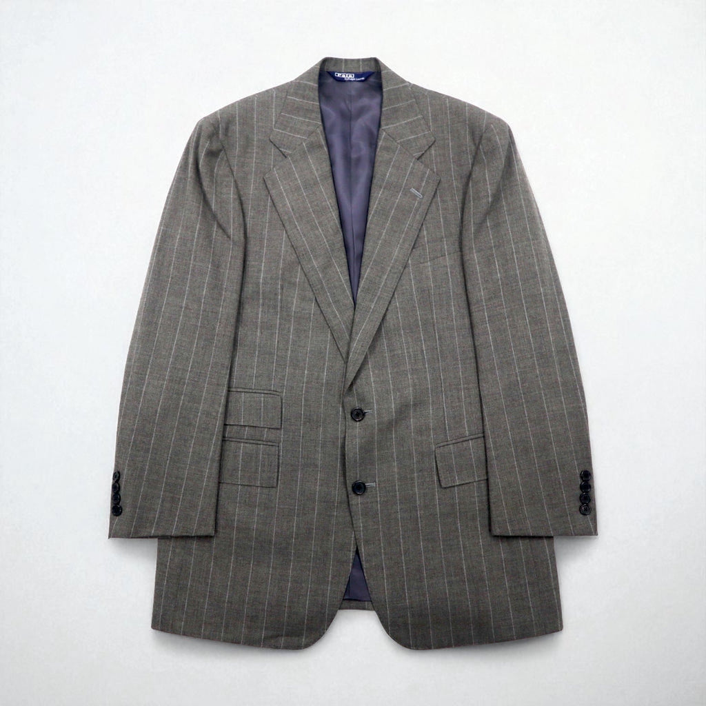 Polo by Ralph Lauren 90年代 3ピース スーツ セットアップ L グレー ストライプ ウール 日本製