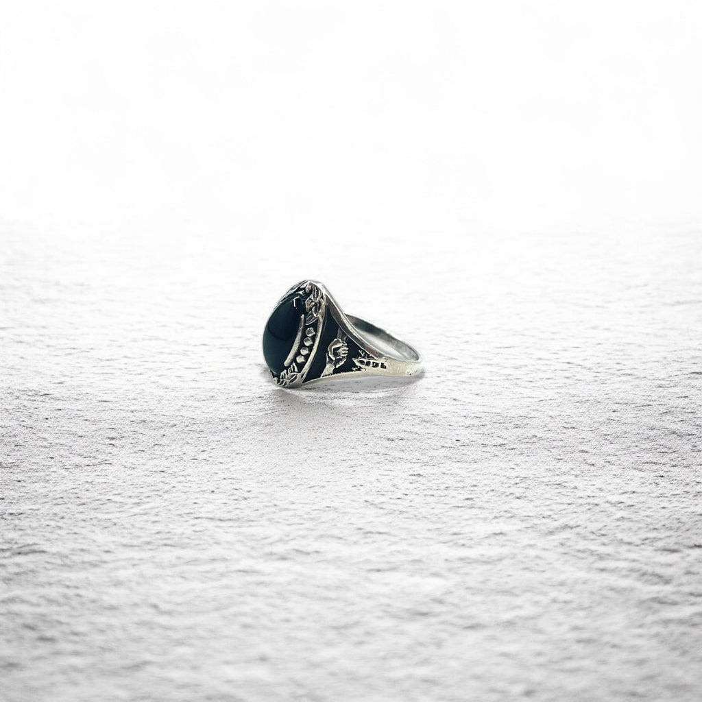 Anello vintage in argento con onice nero Misura 14 Argento 925