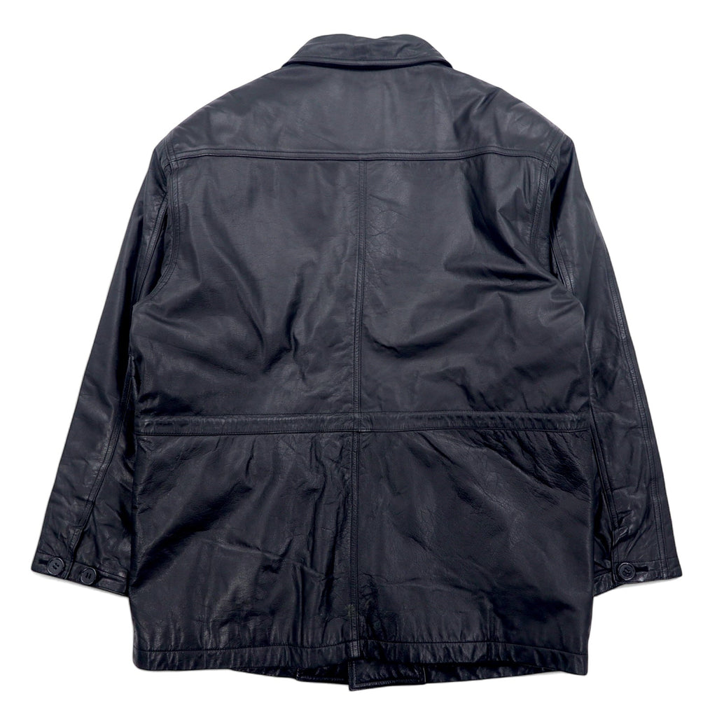 SHABANY Giacca in pelle Car Coat L Nera Pelle bovina Coulisse Fodera trapuntata