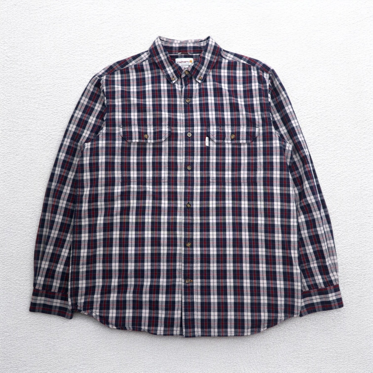 Carhartt camicia in flanella a quadri grigia, abbottonata, vestibilità relaxed, tasca sul petto, taglia L, modello 102214 412