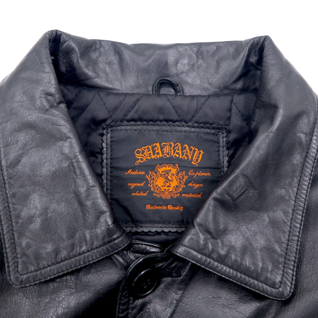 SHABANY Giacca in pelle Car Coat L Nera Pelle bovina Coulisse Fodera trapuntata