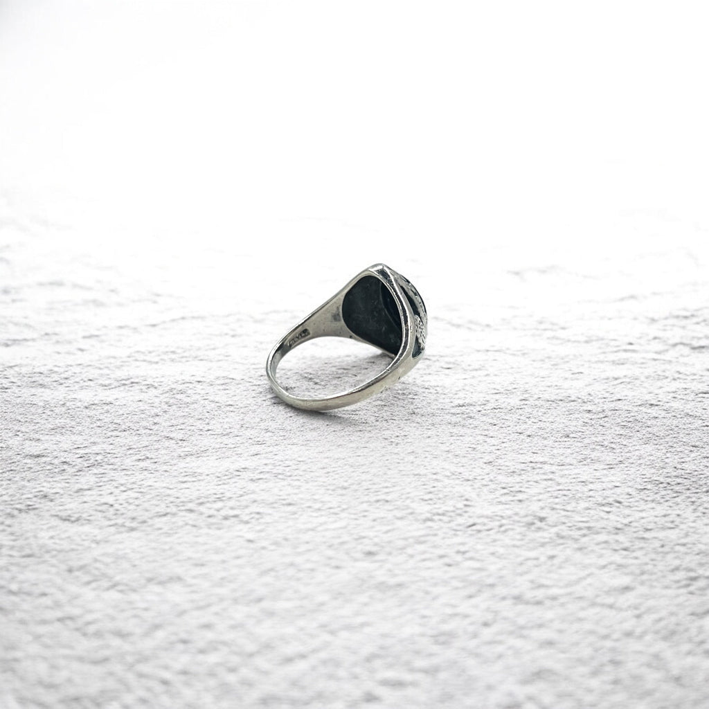 Anello vintage in argento con onice nero Misura 14 Argento 925
