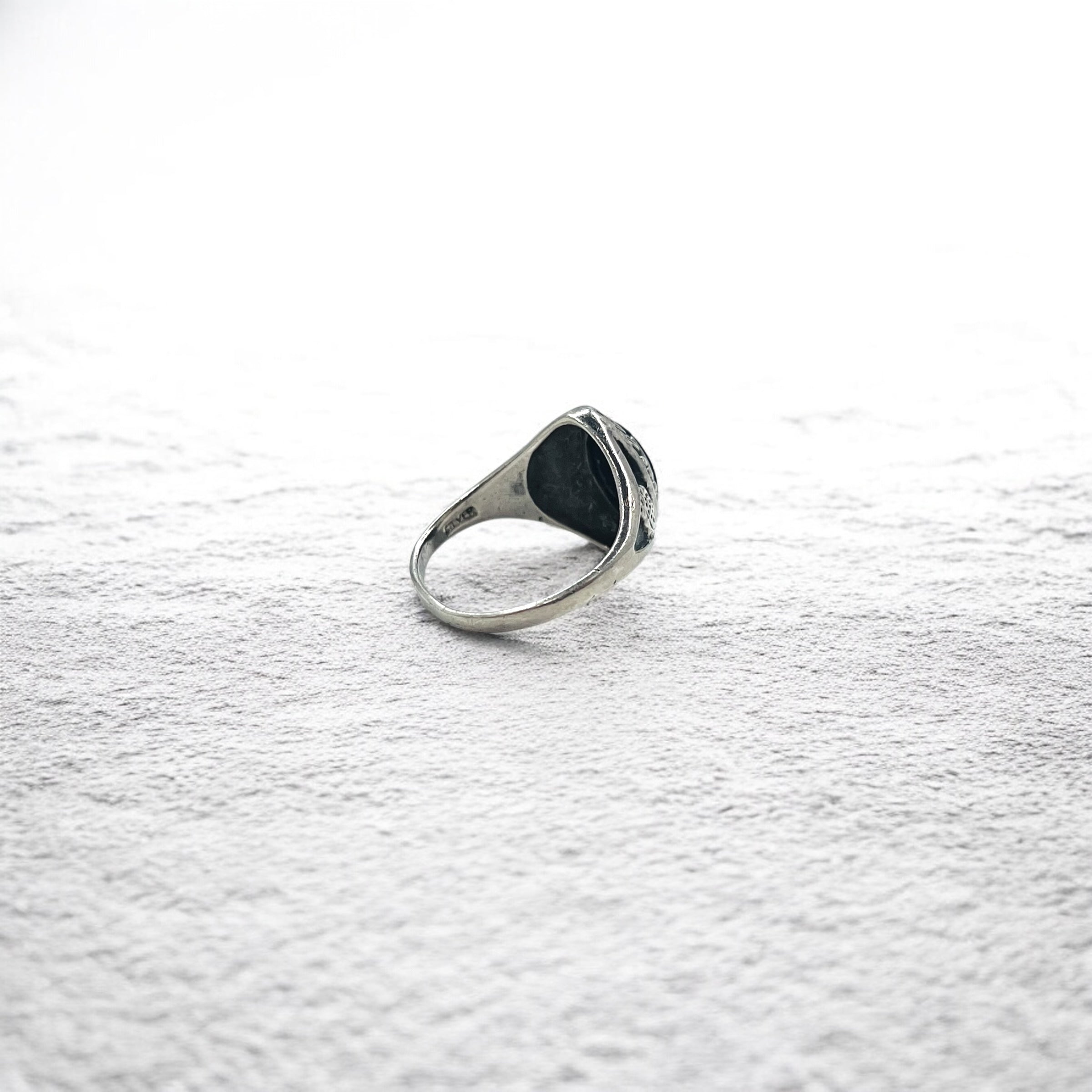 Anello vintage in argento con onice nero Misura 14 Argento 925