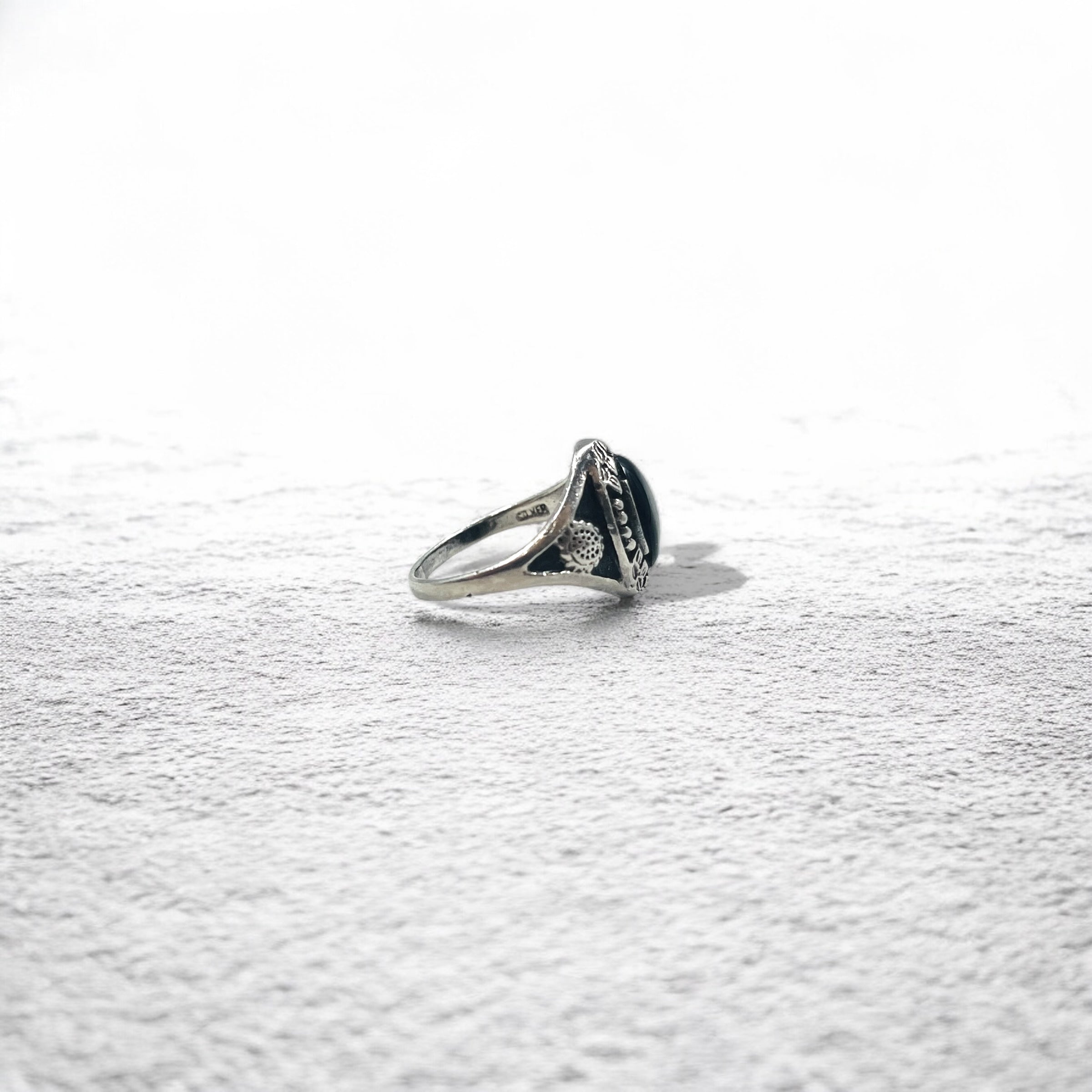 Anello vintage in argento con onice nero Misura 14 Argento 925