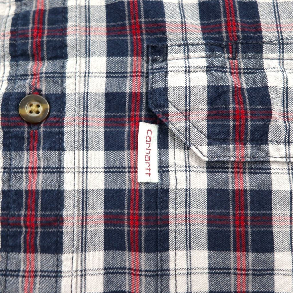 carhartt リラックスフィット RELAXED FIT ボタンダウン フランネルシャツ L グレー チェック 胸ポケット 102214 412