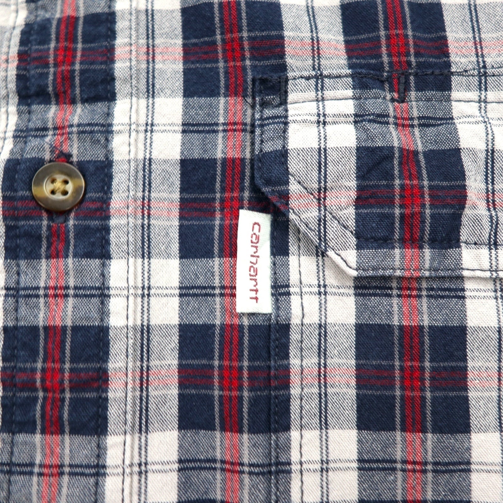 Carhartt camicia in flanella a quadri grigia, abbottonata, vestibilità relaxed, tasca sul petto, taglia L, modello 102214 412