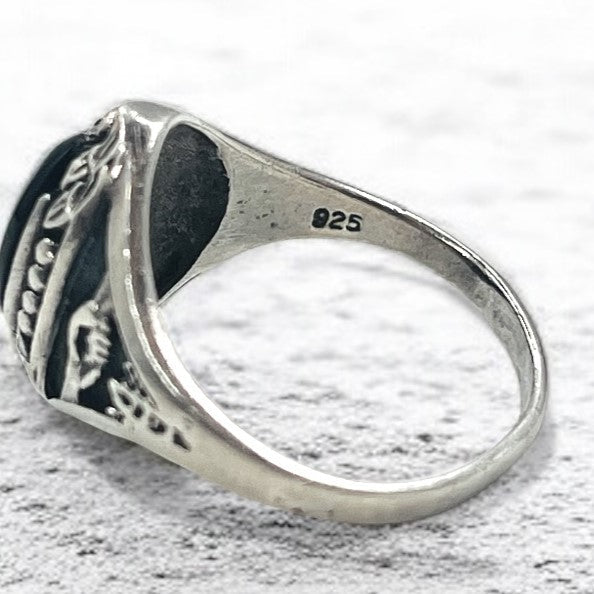 Anello vintage in argento con onice nero Misura 14 Argento 925