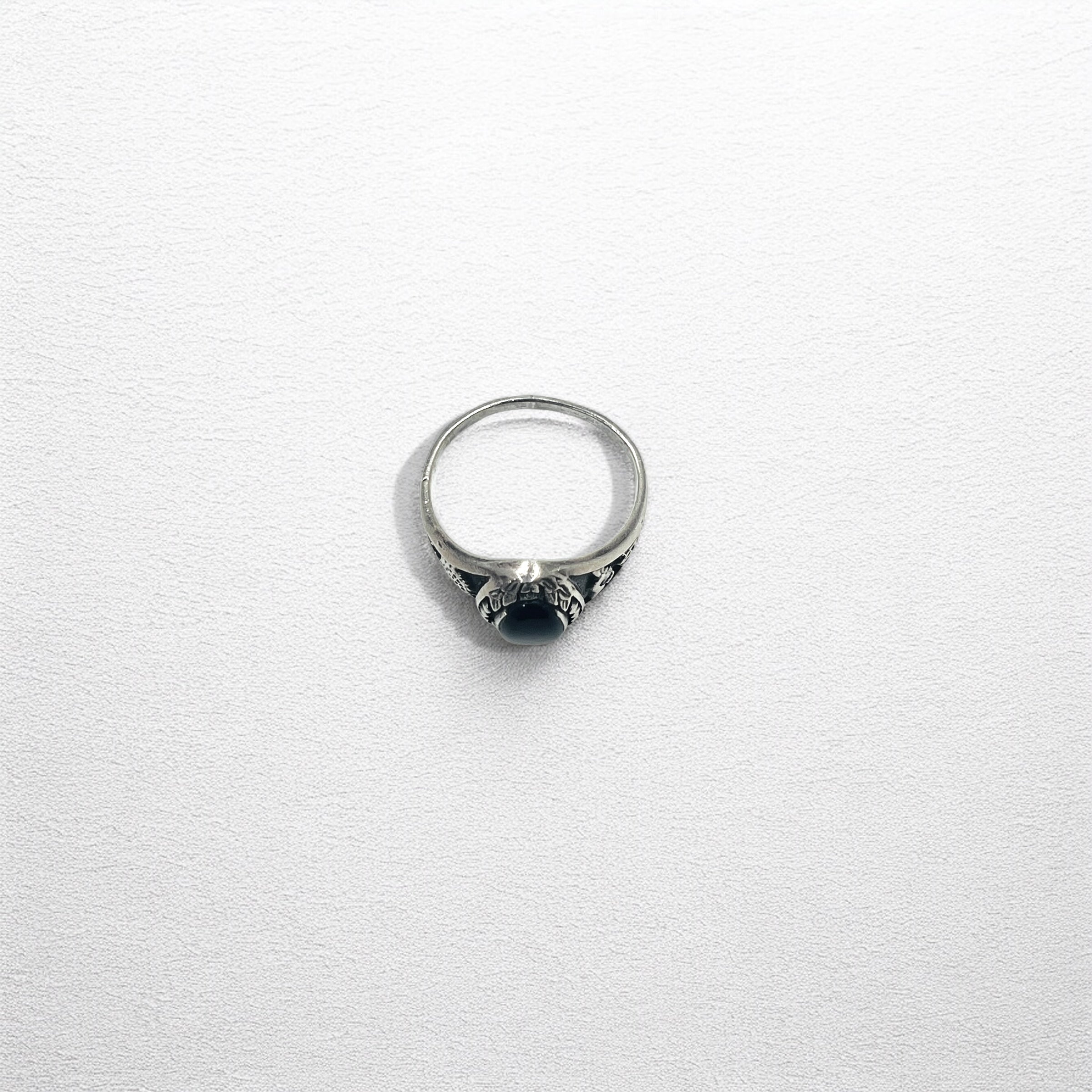 Anello vintage in argento con onice nero Misura 14 Argento 925