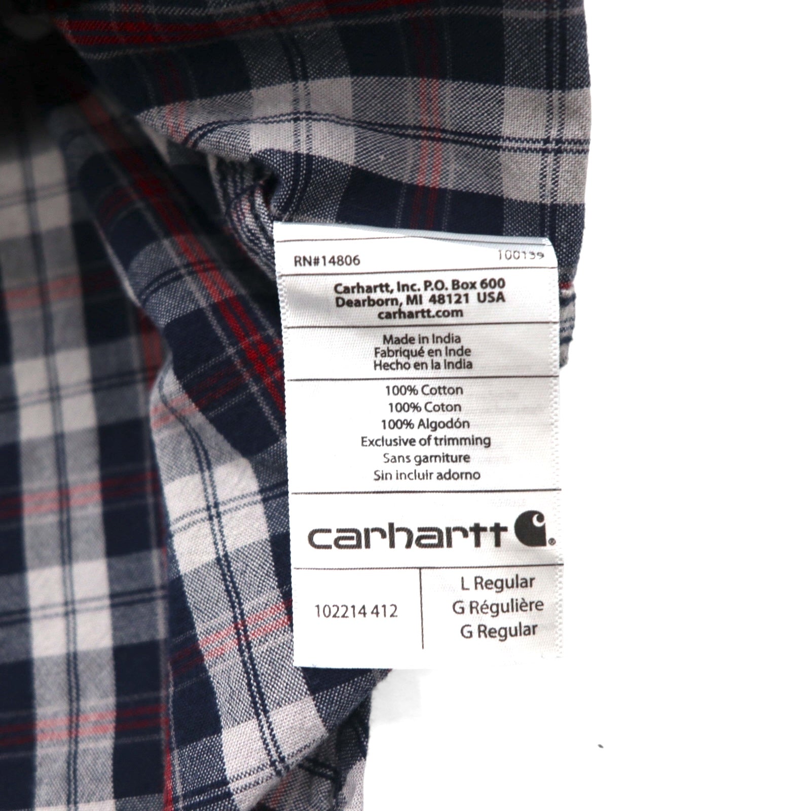 Carhartt camicia in flanella a quadri grigia, abbottonata, vestibilità relaxed, tasca sul petto, taglia L, modello 102214 412
