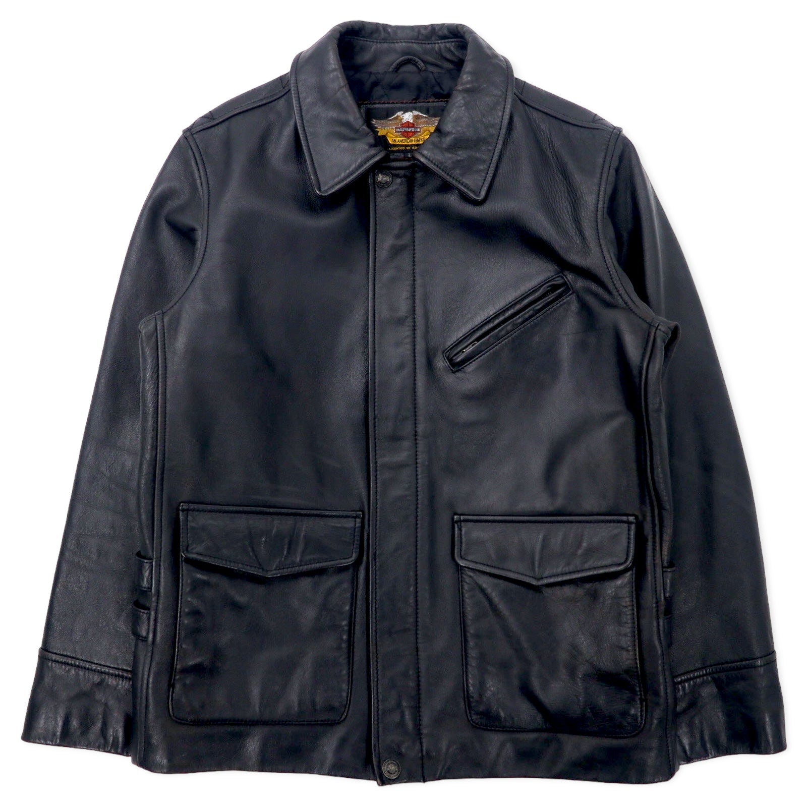 Giacca da motociclista HARLEY DAVIDSON Giacca in pelle L Nera Pelle bovina Fodera trapuntata 94HT99