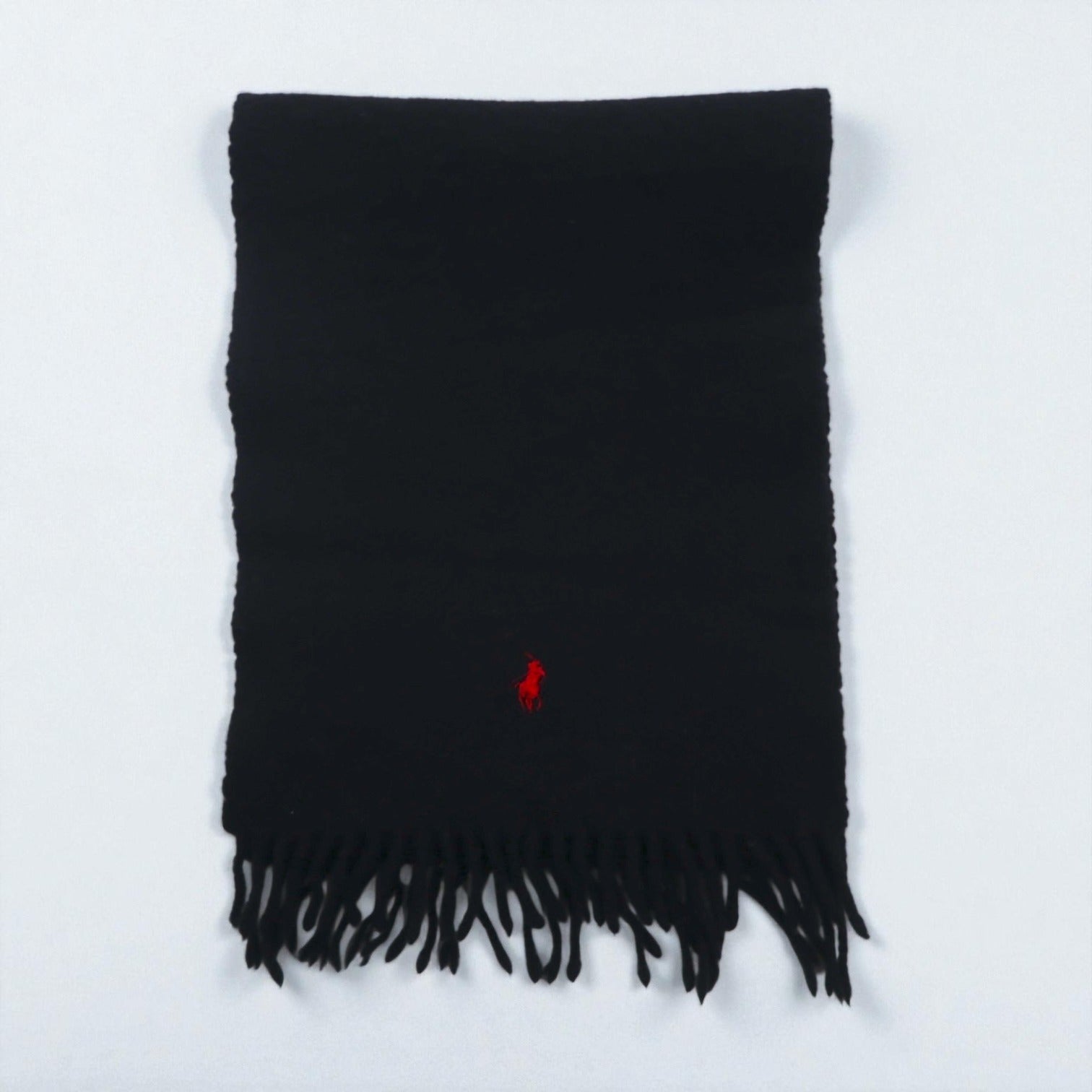 Polo Ralph Lauren 90年代 ラムウール フリンジ マフラー スモールポニー刺繡 スコットランド製