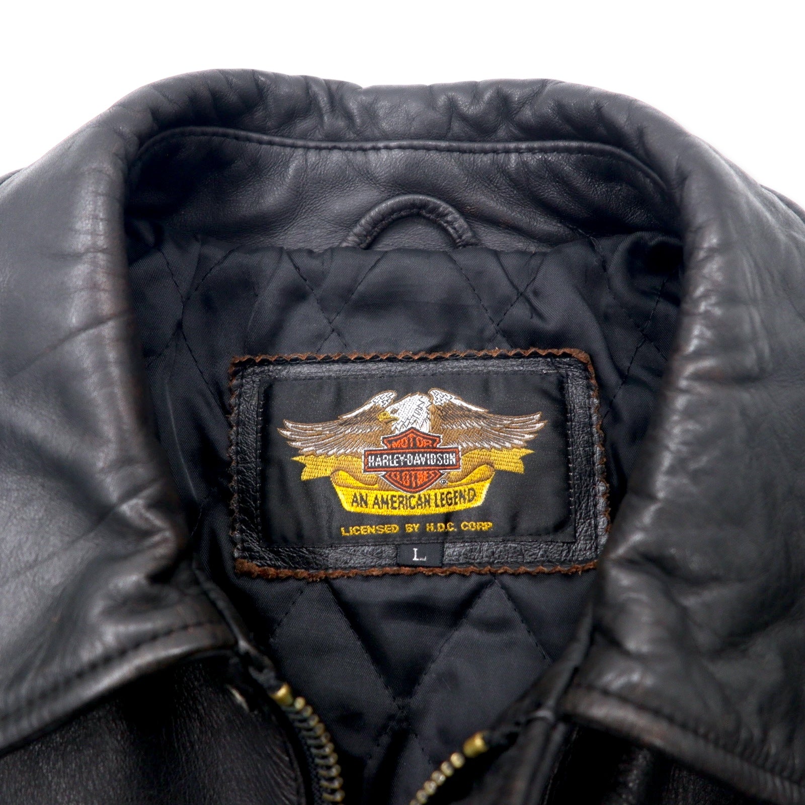 Giacca da motociclista HARLEY DAVIDSON Giacca in pelle L Nera Pelle bovina Fodera trapuntata 94HT99