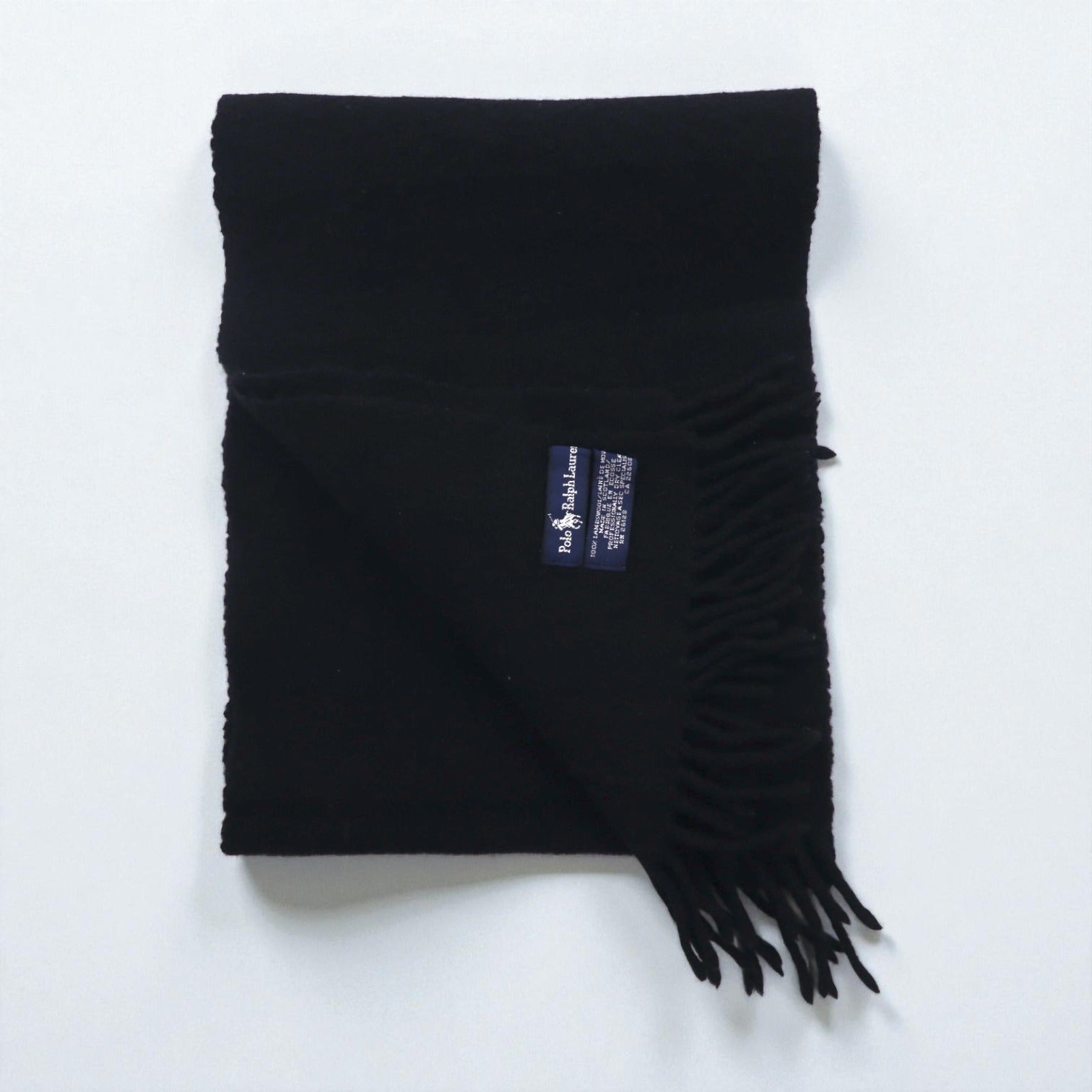 Polo Ralph Lauren 90年代 ラムウール フリンジ マフラー スモールポニー刺繡 スコットランド製