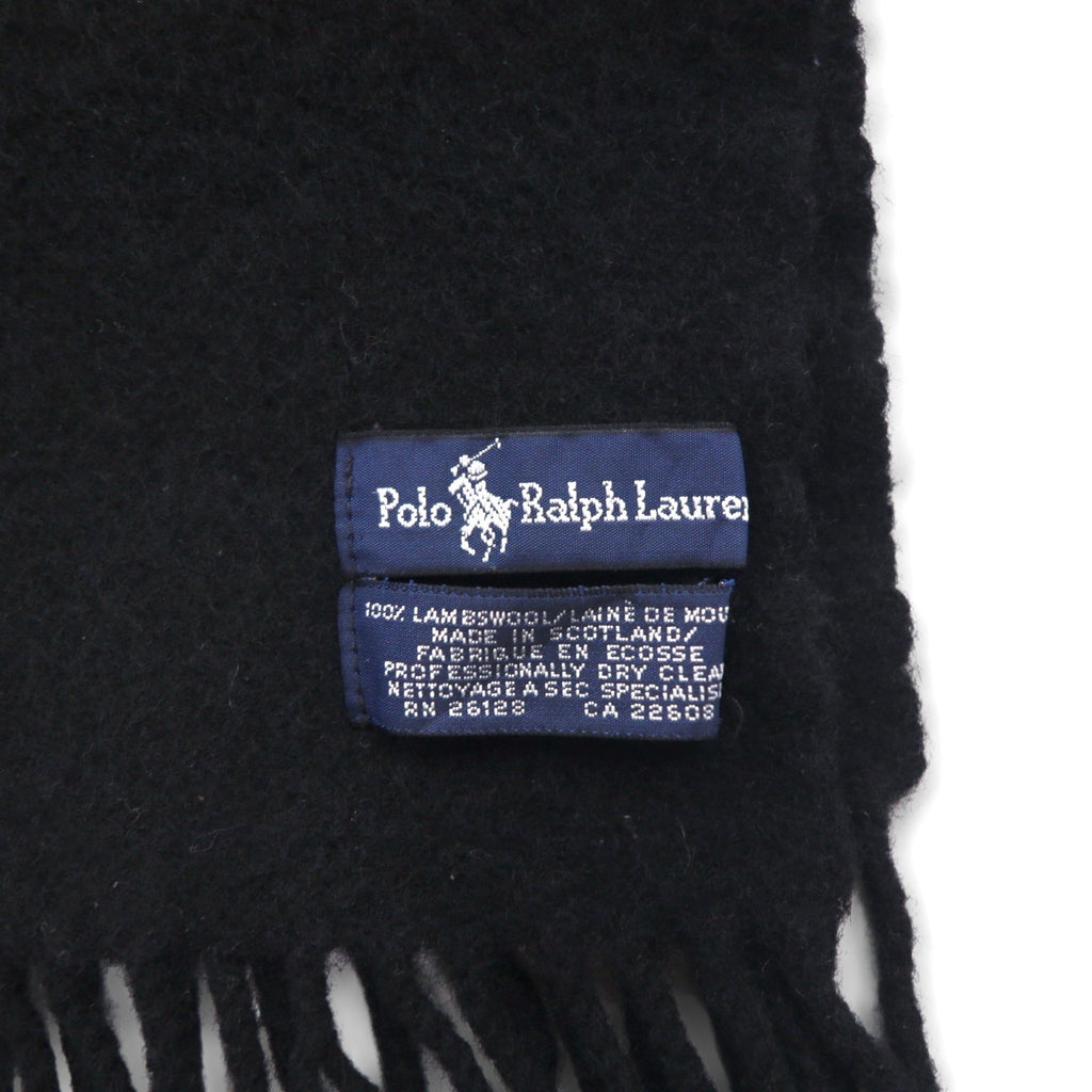 Polo Ralph Lauren 90年代 ラムウール フリンジ マフラー スモールポニー刺繡 スコットランド製