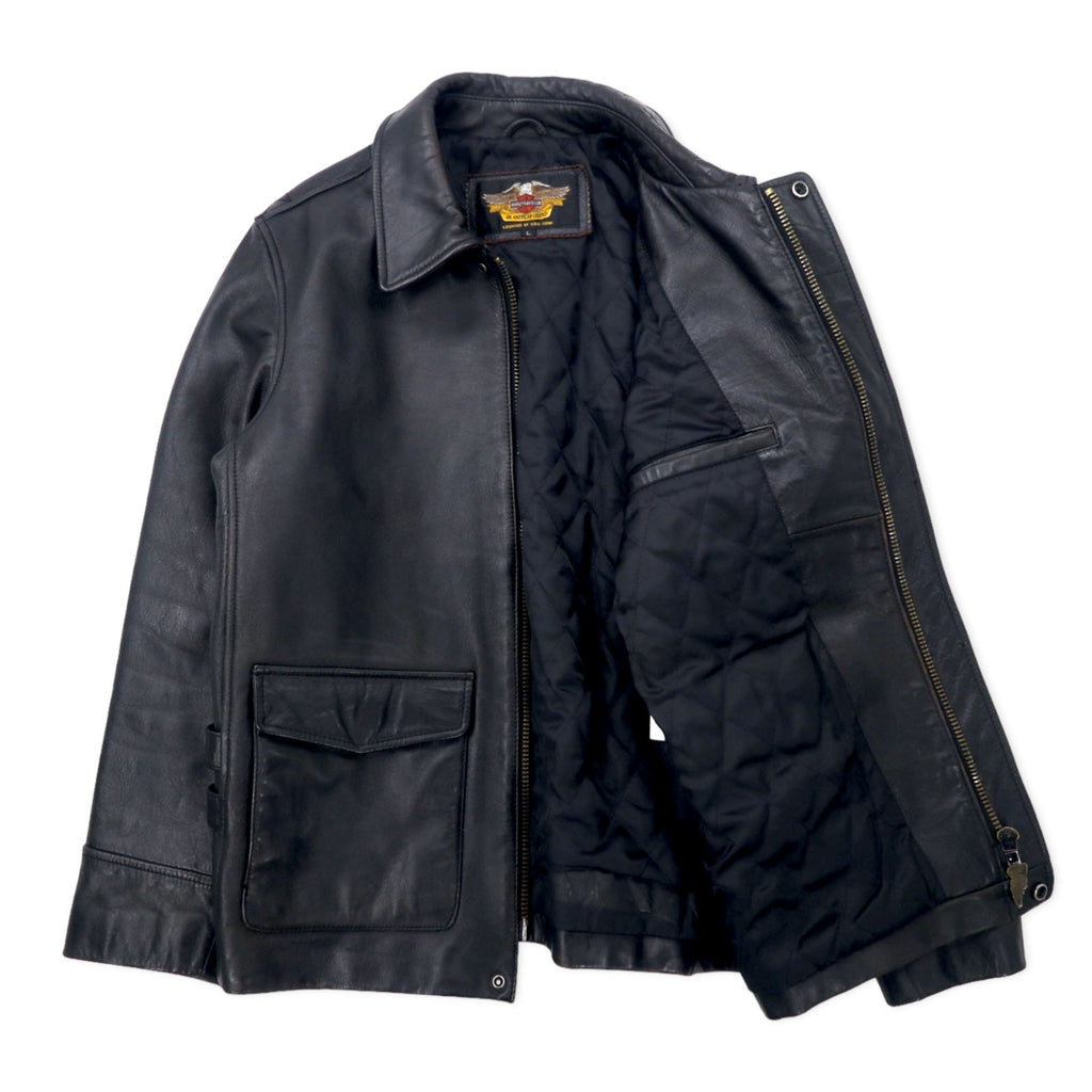 Giacca da motociclista HARLEY DAVIDSON Giacca in pelle L Nera Pelle bovina Fodera trapuntata 94HT99